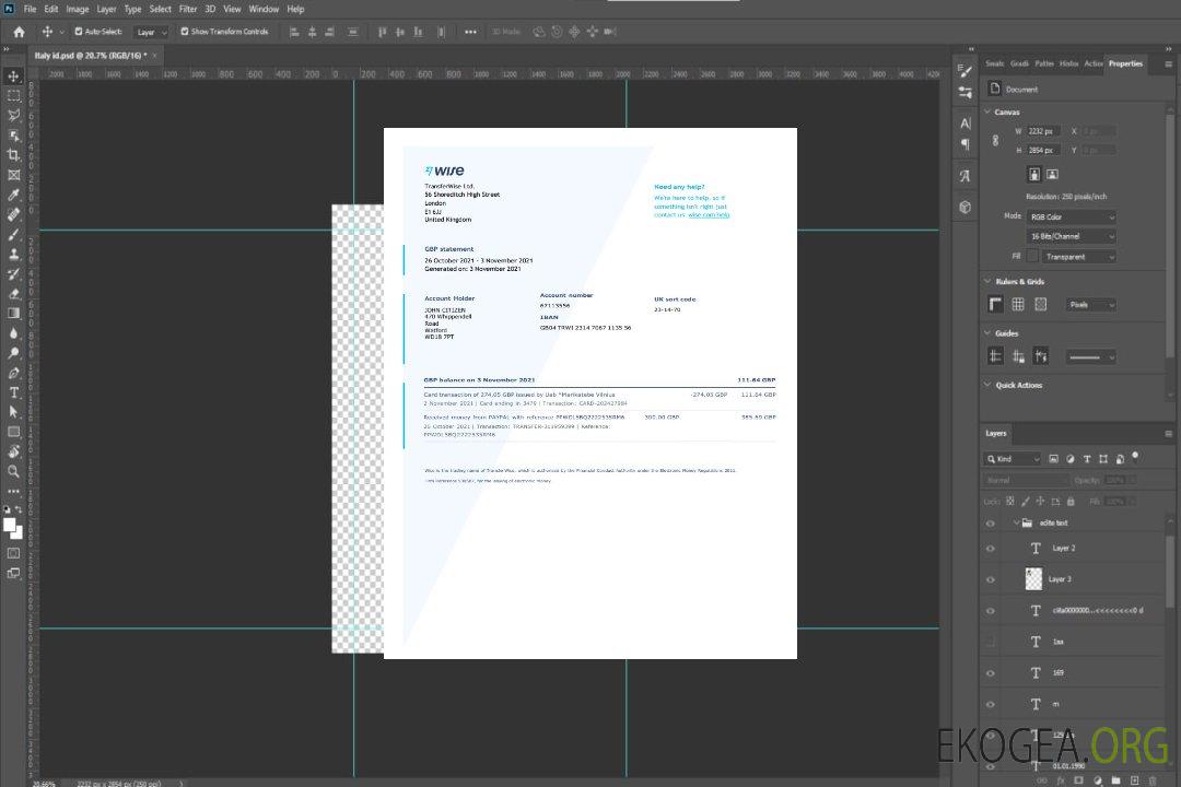 Modèle de relevé bancaire Royaume-Uni Wise au format Word et PDF template Modèle de relevé bancaire Royaume-Uni Wise au format Word et PDF template